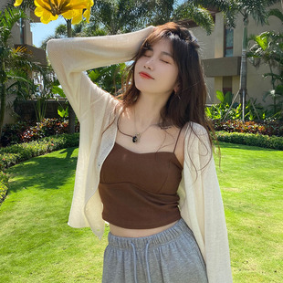 显瘦打底防晒小上衣 白色冰丝针织开衫 外套女2025春季 新款 外搭薄款