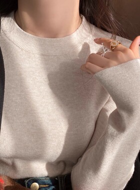 圆领针织打底衫女装内搭2026新款秋冬韩系高级感毛衣长袖修身上衣