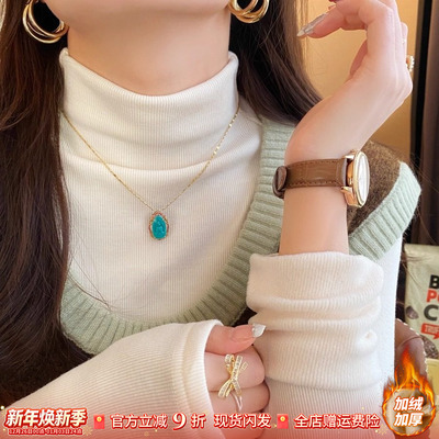 半高领加绒加厚打底衫女内搭