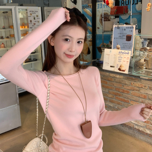 龙妹家粉红色打底衫女内搭毛衣2025冬新款爆款穿搭超好看针织上衣