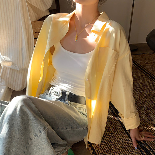 黄色法式衬衫女外套2026春季穿搭