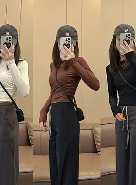 辣妈丁丁 All It Takes Ribbed 女士运动长袖短款螺纹瑜伽运动T恤