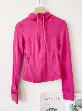 Define 女士短款连帽夹克 修身显瘦运动上衣跑步健身训练运动外套