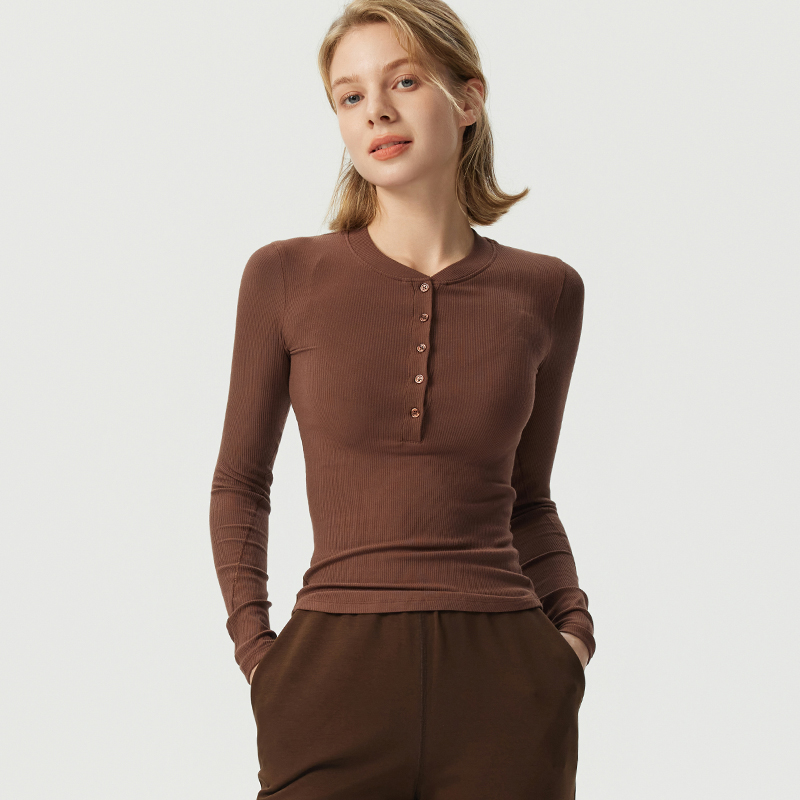 HoldTight紧身剪裁长袖亨利衫