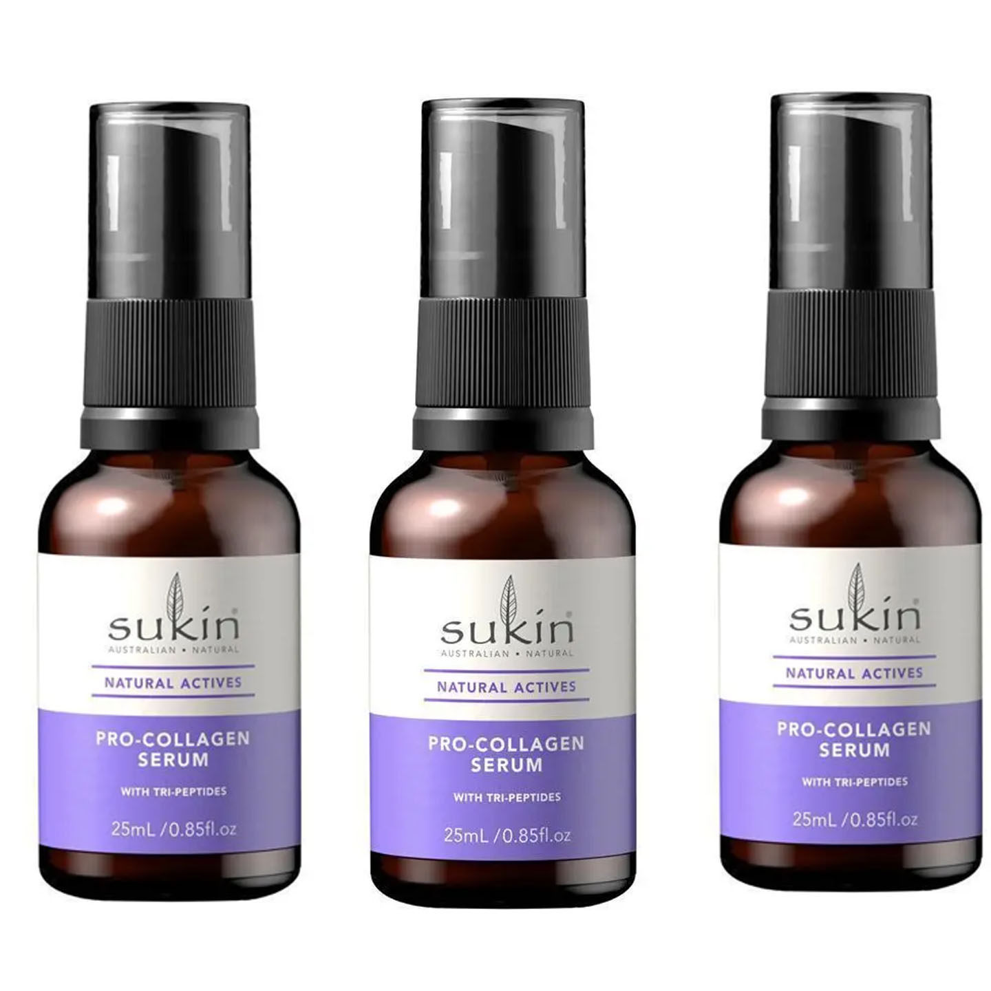 3支 澳洲直邮 SUKIN 苏芊 天然胶原蛋白精华液 含植物角鲨烯25ml