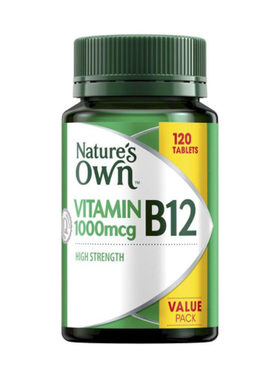 澳洲直邮Natures Own1000mcg高能维生素B12营养片120片营养神经