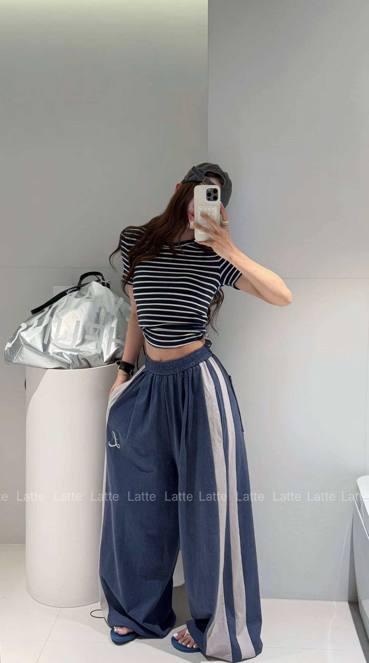 LATTE正版夏季新款 颜色很好看的阔腿薄款休闲裤卫裤女