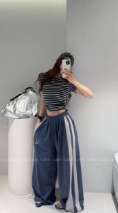 LATTE正版夏季新款 颜色很好看的阔腿薄款休闲裤卫裤女