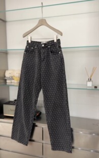 洋气直筒牛仔裤 女 菱格图案感觉 杭州NUT档口新款