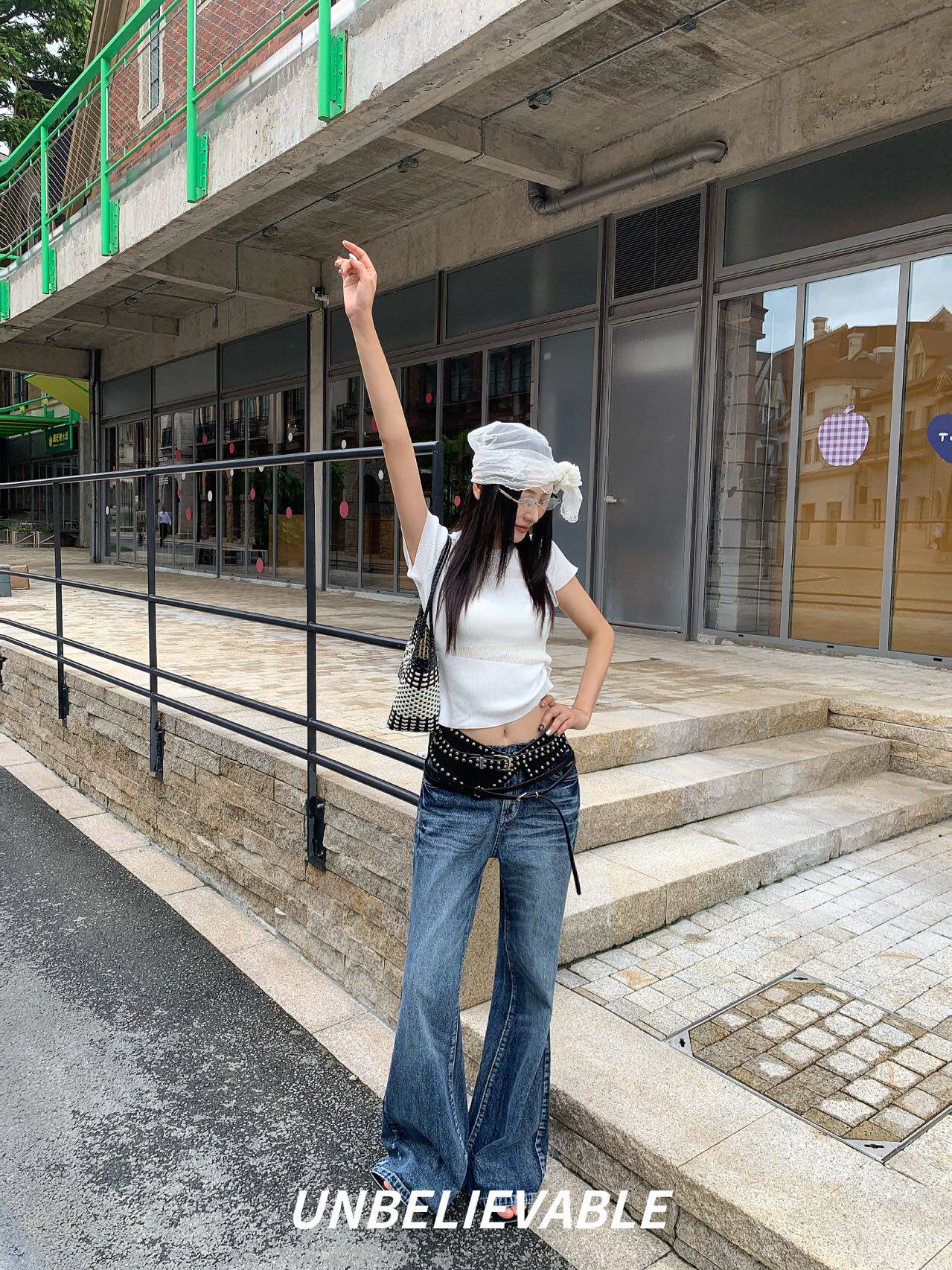 Unbelievable正品早秋新款 裤型很洋气的修身款牛仔裤女