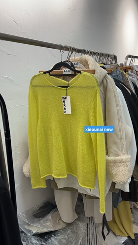 杭州NUT档口新款 亮黄色洋气宽松毛衣女