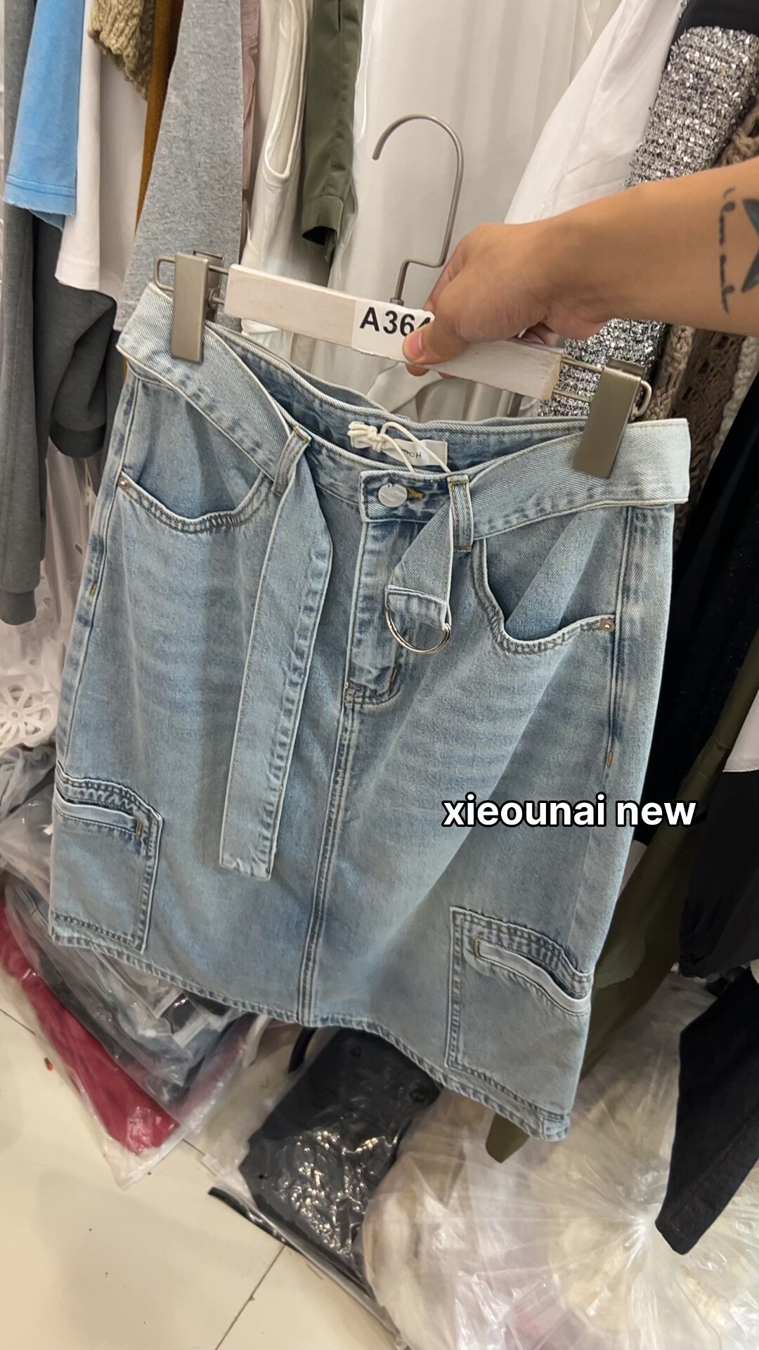 杭州NUT新款 配腰带洋气百搭牛仔半身裙女