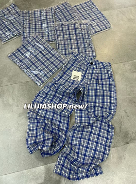 杭州LILI新款 颜色很好看的蓝色格子休闲裤
