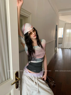 Unbelievable正品新款 晕染一字领上衣 很美很仙