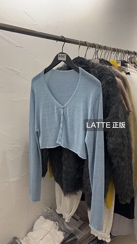 LATTE正版新款 浅蓝色针织开衫女