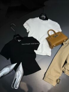 纯色百搭紧身弹力纯色短袖 新款 T恤女 夏季 GOD财神正版