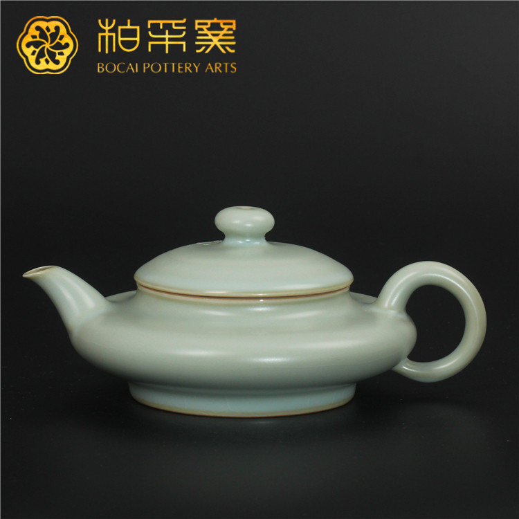 早期老款粉青台湾柏采窑汝窑玉鹊壶HR-139B 茶壶汝瓷陶瓷茶具