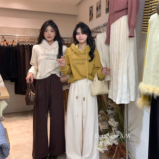 33423 冬上新别致抽绳显瘦阔腿加绒休闲裤 OCT U.NI