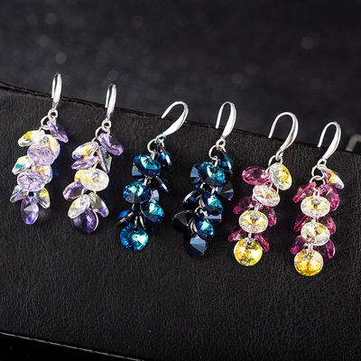 闪亮变色耳坠子通透奥地利水晶
