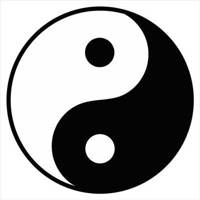 顺转太极图贴 五行太极阴阳鱼图 黑白黄红绿相生相克图贴墙装饰画