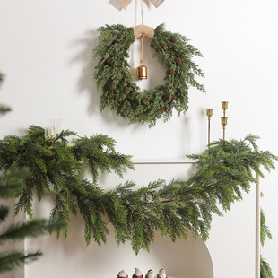 森韵圣诞节装饰藤条藤圈花环加密pe柏叶橱窗家居壁炉门墙扶手装饰