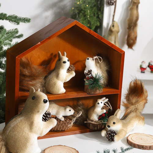 森韵仿真松鼠挂件玩偶圣诞节装饰