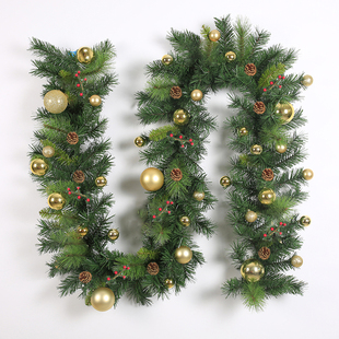 2.7m圣诞藤条加密松针橱窗扶手装 饰布景圣诞节加密藤条商场景布置