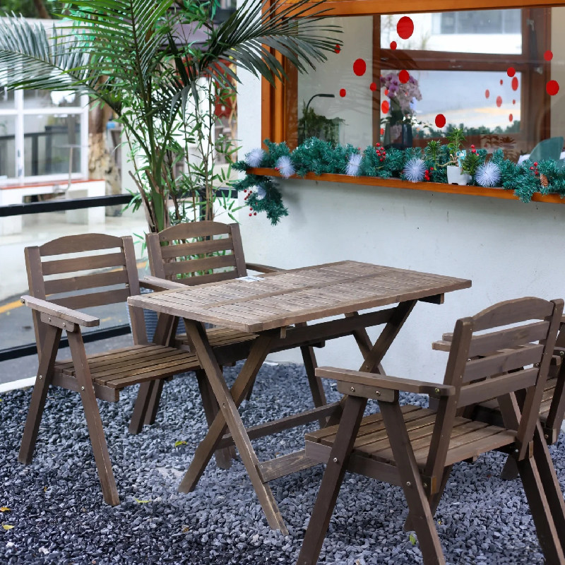 复古实木餐桌椅庭院防水防晒室外别墅酒店阳台防腐木桌椅家具组合,住宅家具,桌椅套件,淘宝优惠券,粉丝福利购,淘宝优惠卷