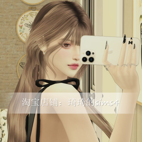 琦琦原创 模拟人生4人物mod|女347|含8套服装发型sims4捏脸游戏
