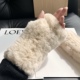 韩国ins冬季 獭兔毛皮草手套可爱毛绒加厚加绒保暖半指手套弹力女