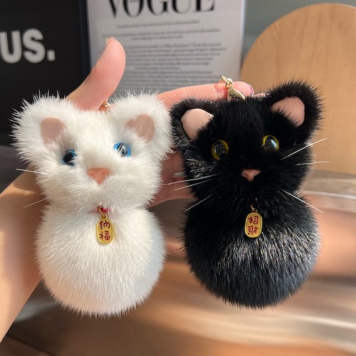 小猫咪挂饰水貂毛制作