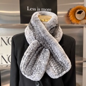 獭兔毛皮草围巾长款 新品 女秋冬出口订单双面编织进口皮草围脖百搭