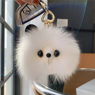 真狐狸毛小猫咪挂件可爱高档毛绒网红汽车钥匙扣包包挂件生日礼物