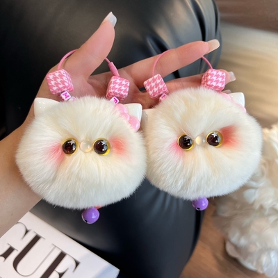 小猫咪钥匙扣真獭兔毛材质