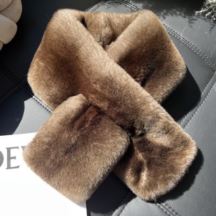 整皮獭兔毛皮草围巾女秋冬高级感保暖加厚双面护颈毛毛围脖毛领子