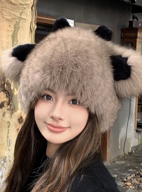 赛雅娜可爱皮草鹿角包头帽甜美女