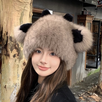 赛雅娜可爱皮草鹿角包头帽甜美女