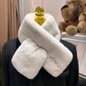 天鹅绒级整皮獭兔毛围巾女冬季 韩版 纯色真毛皮草围脖双面加厚保暖