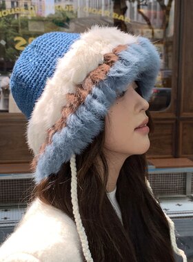 赛雅娜兔毛渔夫帽室外韩版女秋冬