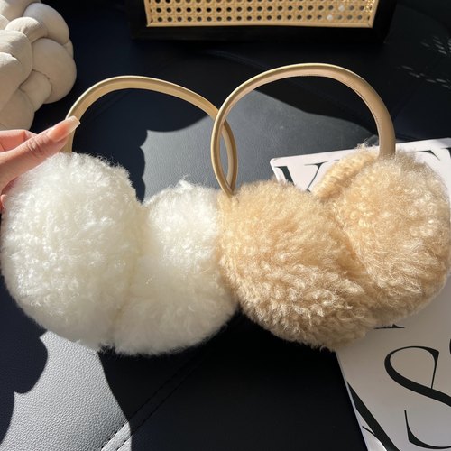 可爱真羊毛耳罩女秋冬季保暖