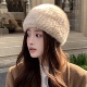 简约真水貂毛护耳帽子女秋冬百搭保暖针织包头帽显脸小皮草毛线帽