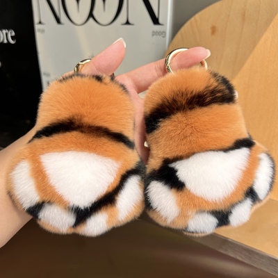 赛雅娜可爱小虎爪钥匙扣毛绒挂饰