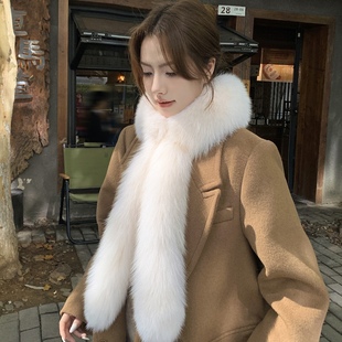 真狐狸毛毛围巾女秋冬高级感保暖加厚护颈长款皮草围巾毛领子围脖
