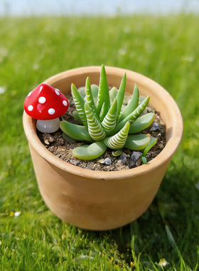 创意ins可爱玻璃小蘑菇摆件  手工琉璃饰品装饰桌面多肉植物盆栽