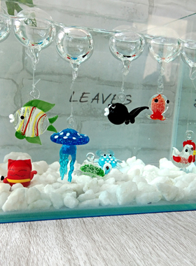 玻璃水母鱼缸造景摆件玩具装饰