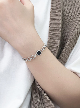 2025新款S925纯银黑珐琅时尚手链