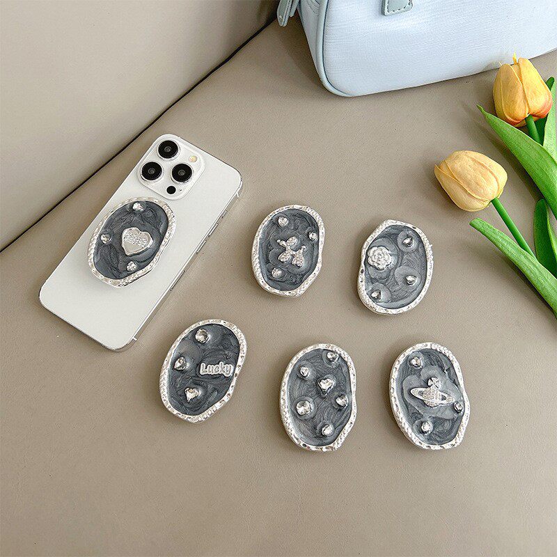 水钻爱心手机气囊支架花朵星球小狗高级感背贴桌面看追剧支撑架女