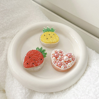 小众小清新ins支撑架菠萝草莓手机气囊支架闪粉珍珠爱心女款便携