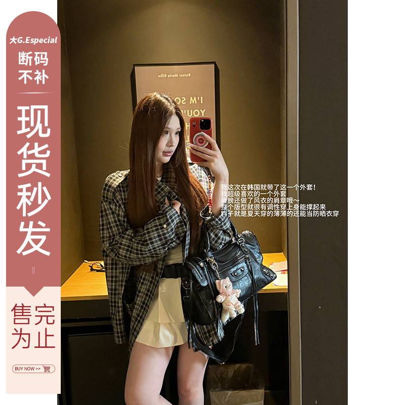 大G.Especial【胶片定格】时尚休闲设计感格纹外套衬衫K425T05497