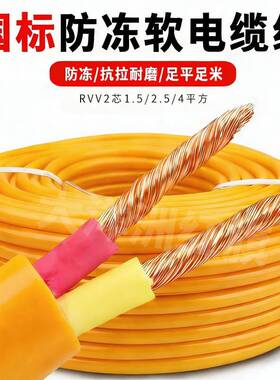 足米国标电缆线RVV工程护套电线软线2芯1.5 2.5 4平方户外电源线